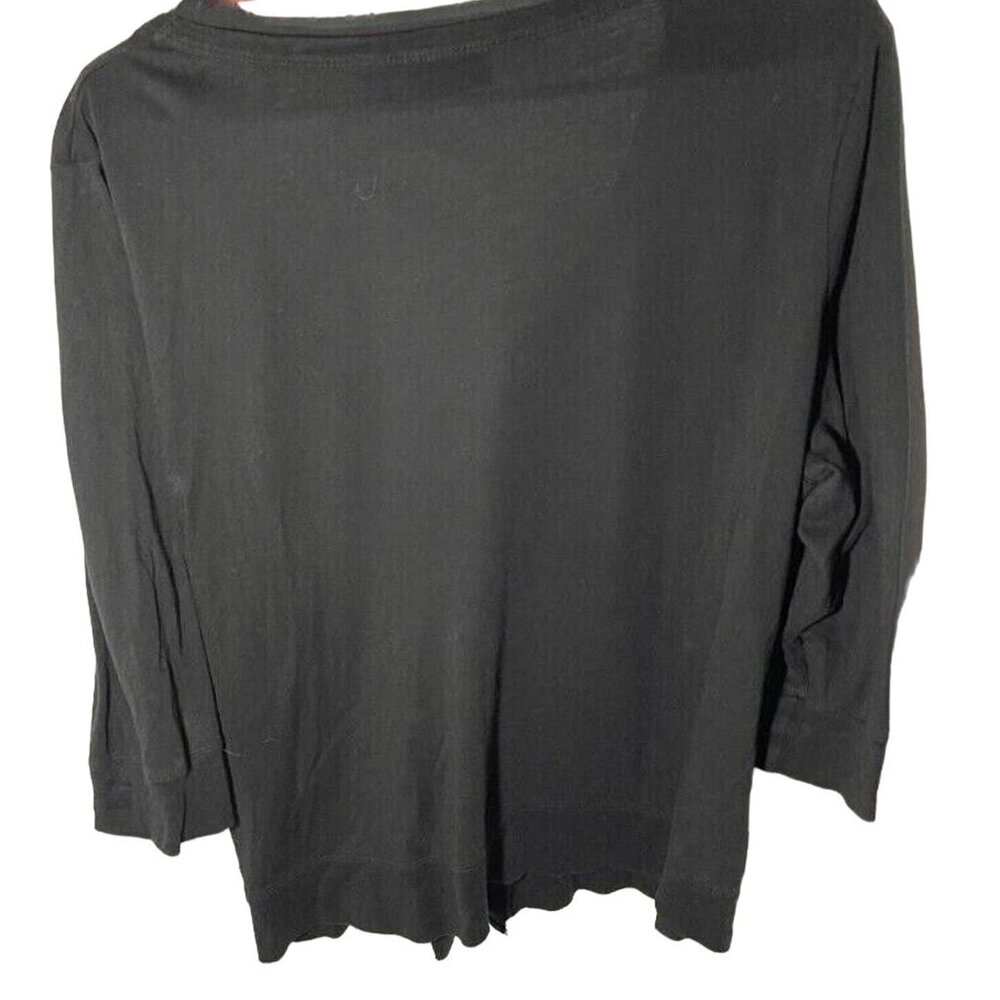 Elle Black Lightweight Button-Up Cardigan W/ Chiffon Trim 3/4 Sleeves Womens Siz - Picture 3 of 12